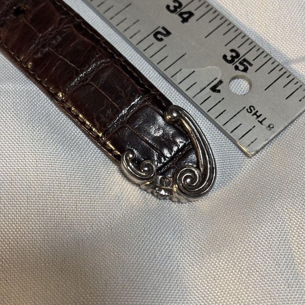 Vintage Brighton Brown Croc-Embossed Leather Belt With Ornate Silver Buckle  Men - Picture 6 of 12